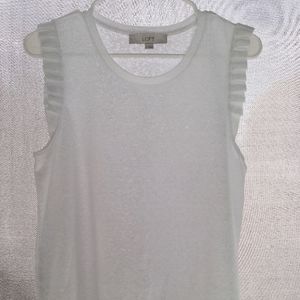 Loft white tank with ruffle sleeves Size M.